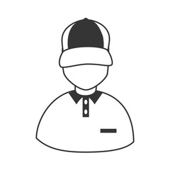 Courier profile in black and white colors, vector illustration graphic.
