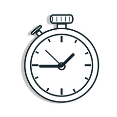 Time and clock isolated flat line icon in black and white colors, vector illustration graphic.