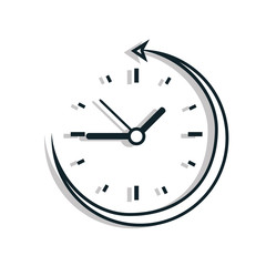Time and clock isolated flat line icon in black and white colors, vector illustration graphic.
