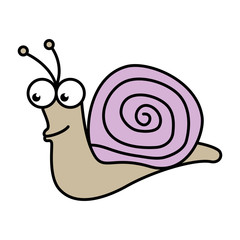Snail cute pet graphic design, vector illustration isolated icon.