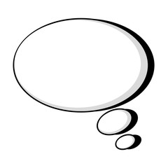 Comic bubble in black and white colors, vector illustration isolated flat icon.