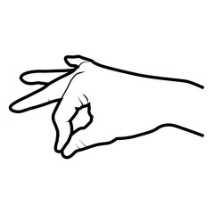 Hand simbolizing a gesture, isolated flat icon vector illustration.