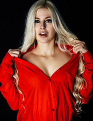Fototapeta premium sexy girl in red shirt