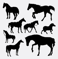 Horse animal gesture silhouette. Good use for symbol, logo, web icon, mascot, sticker design, sign, game element, or any design you want. Easy to use.