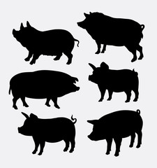 Pig farm mammal animal silhouette. Good use for symbol, logo, web icon, game element, mascot, sign, sticker design, or any design you want.