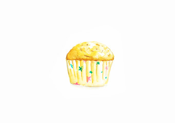 Banana Cup Cake Watercolor