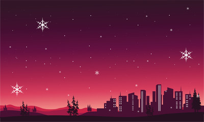 Silhouette of City scenery christmas