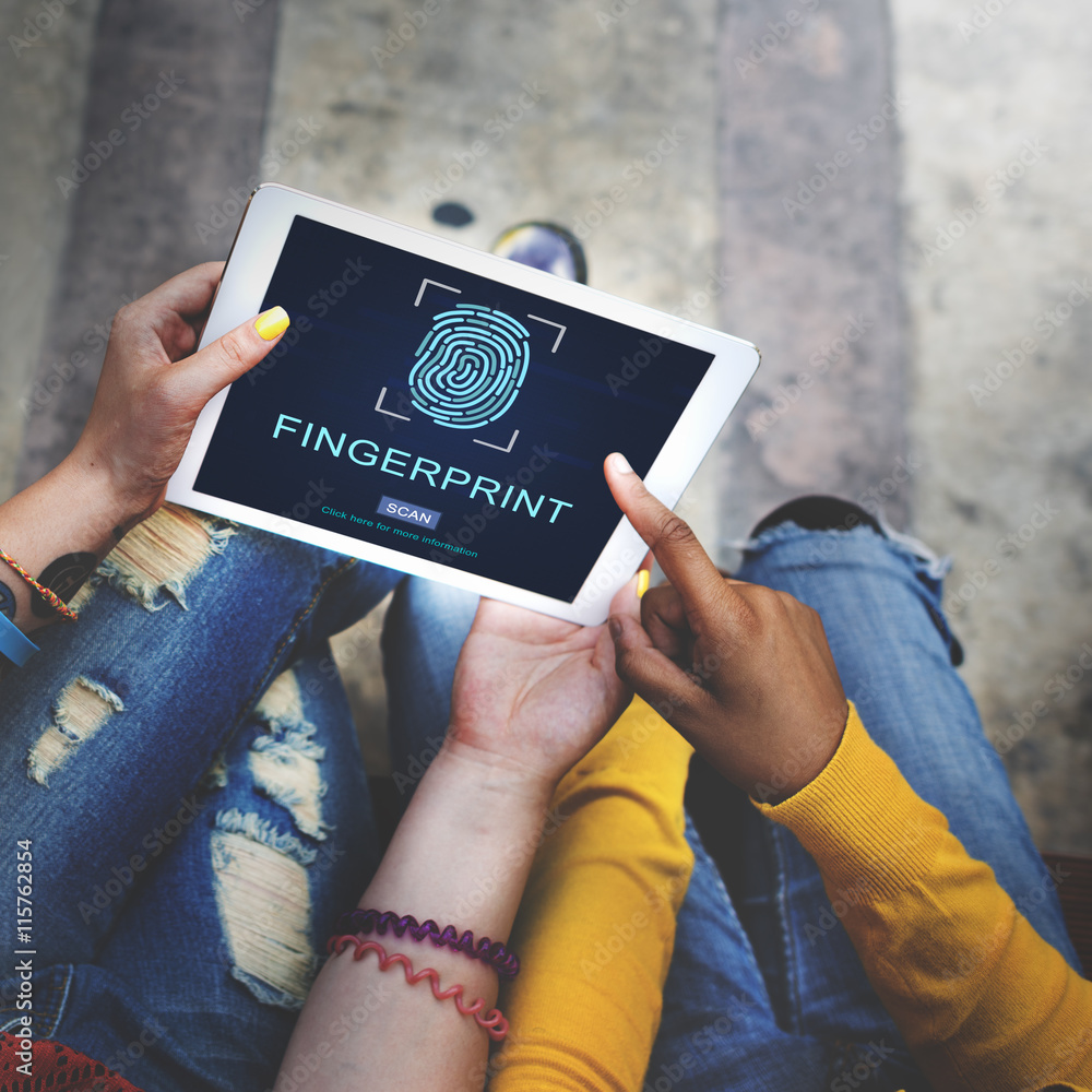 Poster fingerprint technology futuristic coding digital concept