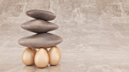 Group strength organization business concept as a rock or boulder lifted. 3d rendering