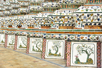 Chinese Porcelain Tiles on the Walls of Wat Arun