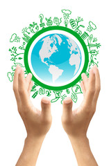 Green Eco Earth, Isolated On White Background