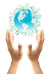 Green Eco Earth, Isolated On White Background