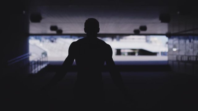 Athletic man skipping with a jump rope. 4K