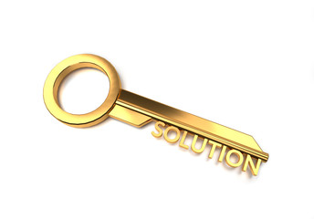 3D render Solution Key on white background