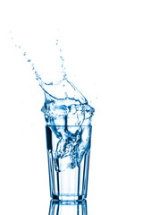 Glass of water with ice cubes