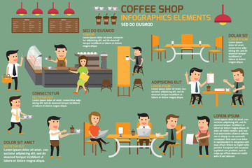 coffee shop infographics elements. illustration design of activi