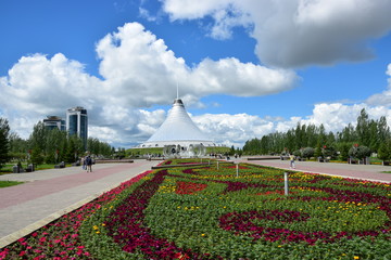 View on the Cupola of the KHAN SHATYR entertanment center in Astana, capital of Kazakhstan