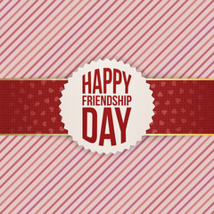 Happy Friendship Day realistic Badge on red Ribbon