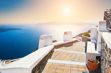 White architecture on Santorini island, Greece.