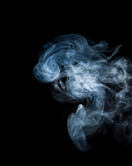 White smoke on black background