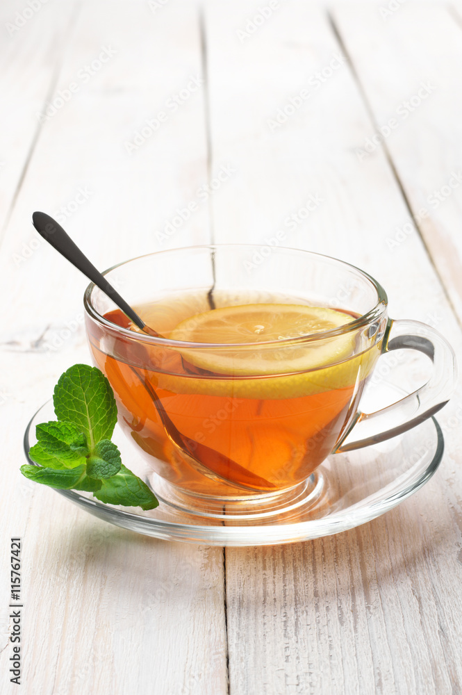 Wall mural tea in glass cup