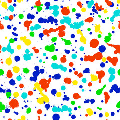 Vector seamless pattern with watercolor ink blots and brush strokes. Colorful creative artistic background Series of Drawn Creative Seamless Patterns and vector  Blots, Brush, Strokes.