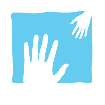 Helfende Hände blau Zeichen