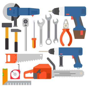 Repair tools and construction tools icons Vector