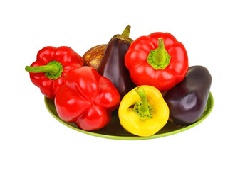 Eggplant and pepper on plate
