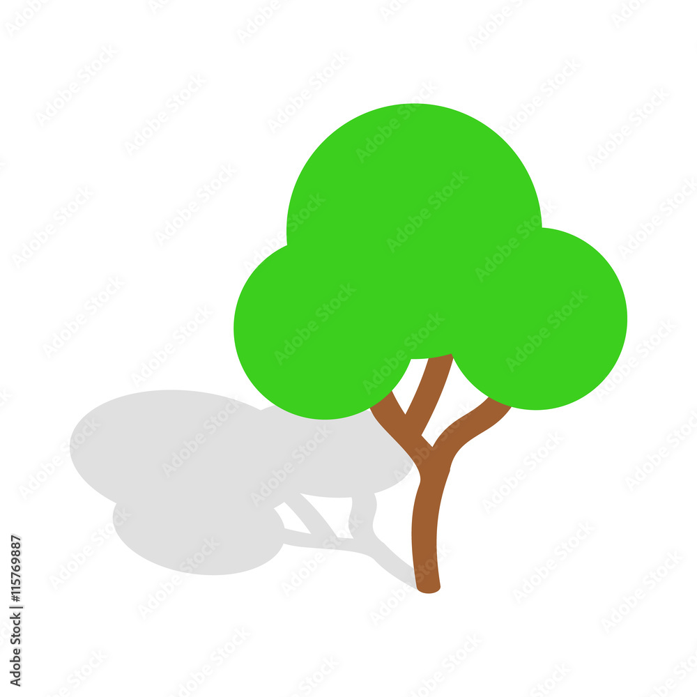 Poster tree icon in isometric 3d style isolated vector illustration