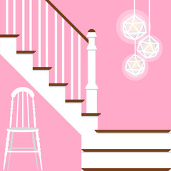 Vector illustration with hallway stairs in flat style