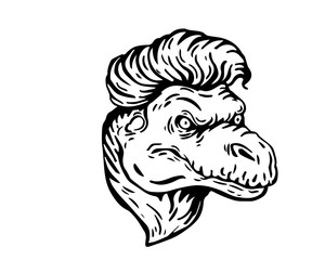 Vintage Black And White Hair Pomade Barber Shop Character - Stylish Green Dinosaurs
