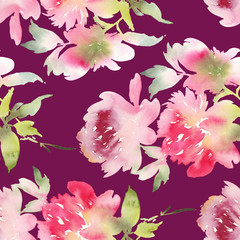 Peony seamless pattern