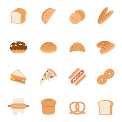 Color icon set - bread and bakery