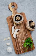 Fototapeta na wymiar European food concept mushroom soup with champignon mushroom set