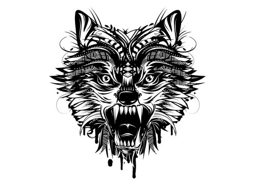 Wolf fletscht die Zähne