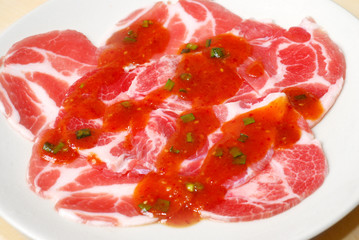 beef sliced on plate