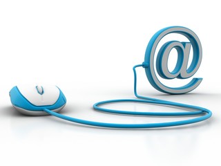 computer mouse and symbol e-mail,3d rendeing