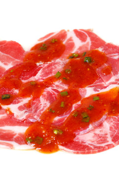 beef sliced on plate
