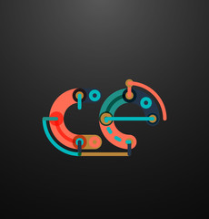 Cartoon linear letters icons