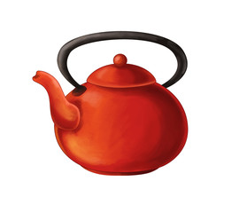 Cartoon kitchenware - kettle - isolated - illustration for children