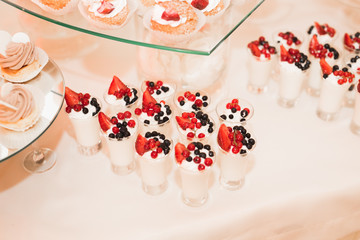 Buffet with a variety of delicious sweets, food ideas, celebration