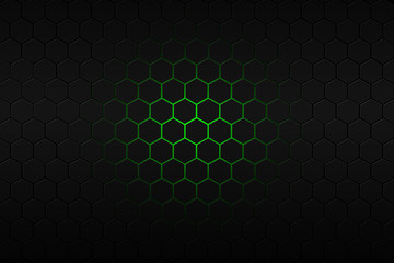 black hexagon and red neon light