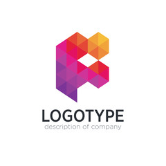 Letter F cube figure logo icon design template elements