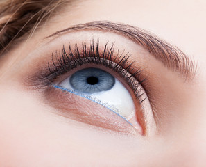 Obraz premium Closeup shot of female eye with day makeup