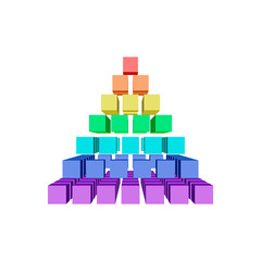 Abstract 3d pyramid from cubes.Vector colorful illustration.