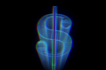 3D Dollar Sign in Wireframe Hologram Style. Nice 3D Rendering
- 115776675