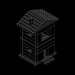 House from plastic construction bricks. Isometric style.Vector o