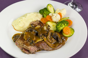 Steak with mushrooms