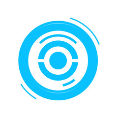 Vector blue marker for map. Isolated on white pokestop.